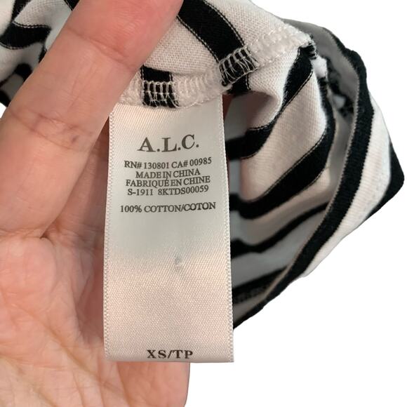 A,L.C. Kidman Black and White Striped Long Puff Sleeve Mini Dress - Picture 3 of 7